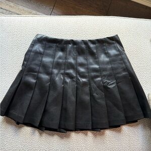 Alice + Olivia Black Leather Skater Skirt
